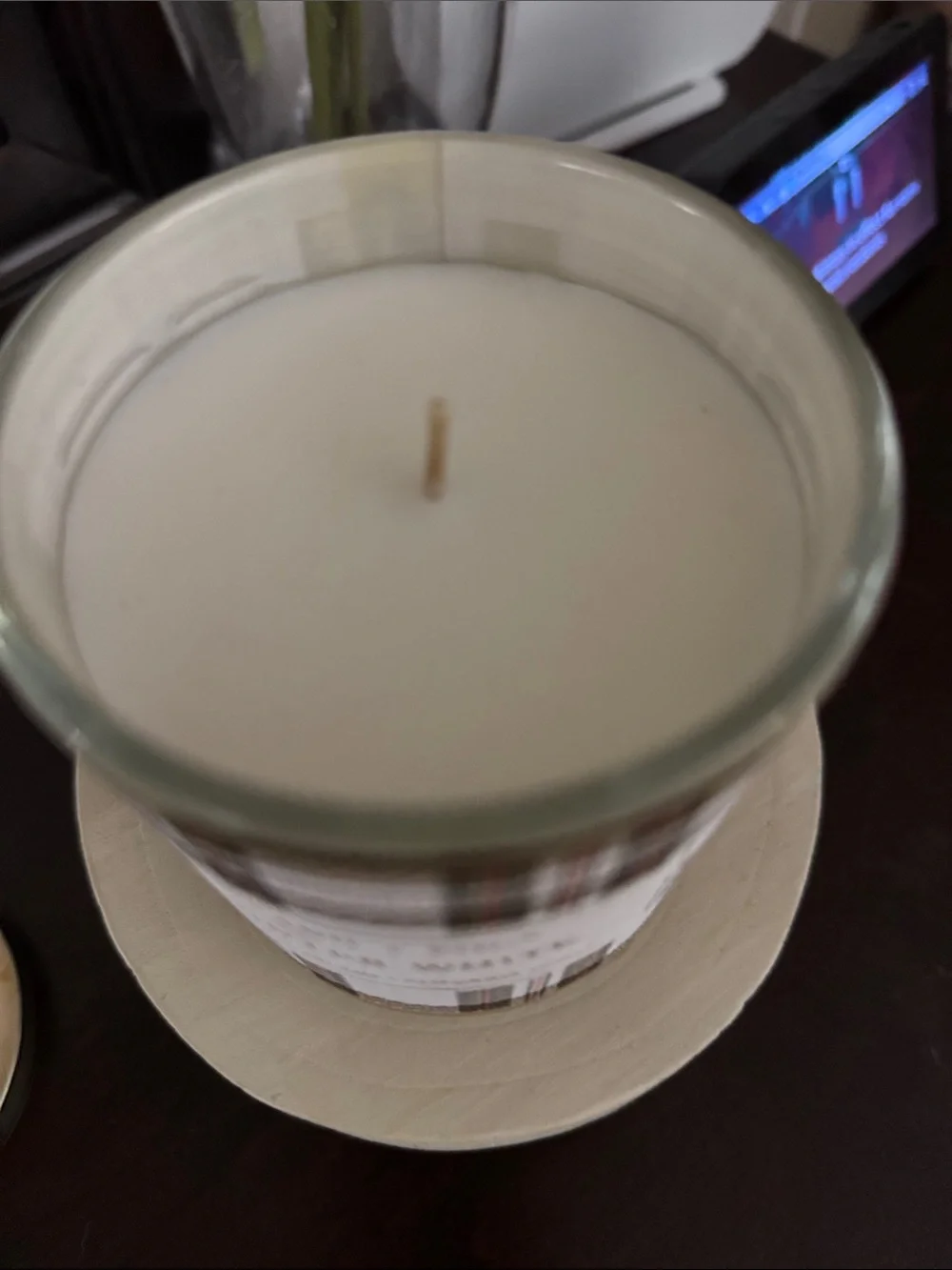 Sand + Fog Winter White Plaid Holiday Candle with Gold Lid
